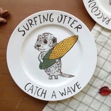 Surfing Otters 衝浪水獺 餐瓷盤 (骨瓷平盤)