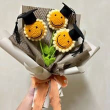 【關於花藝 │開心向日葵 畢業版】 針織花束 向日葵花束