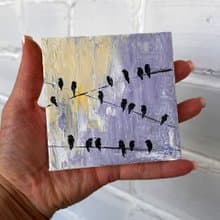 Abstract Birds on Wires Painting