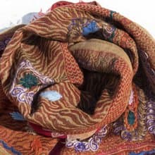 羊絨毯 刺繡毛毯 羊毛蓋毯 保暖披肩 手織圍巾 水煮羊毛披肩/針織圍巾/刺繡圍巾/羊絨披巾/喀什米爾Cashmere-花
