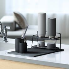 日本ideaco 砂岩雙層杯瓶餐具瀝水架3件組-多色可選