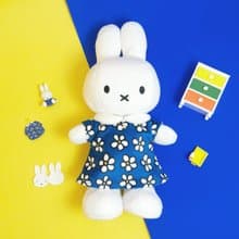 BON TON TOYS Miffy米菲兔填充玩偶-碎花洋裝 藍 24cm