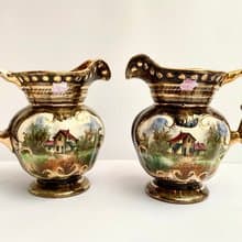 復古彩陶休伯特遺贈骨灰甕花瓶比利時 1960 年代