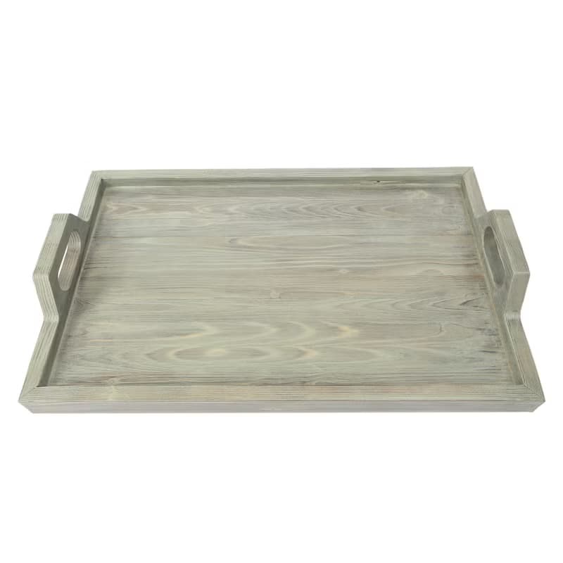 Wood Rustic Serving Tray with Handles for Living, Dining Room, Kitchen, Cabinet