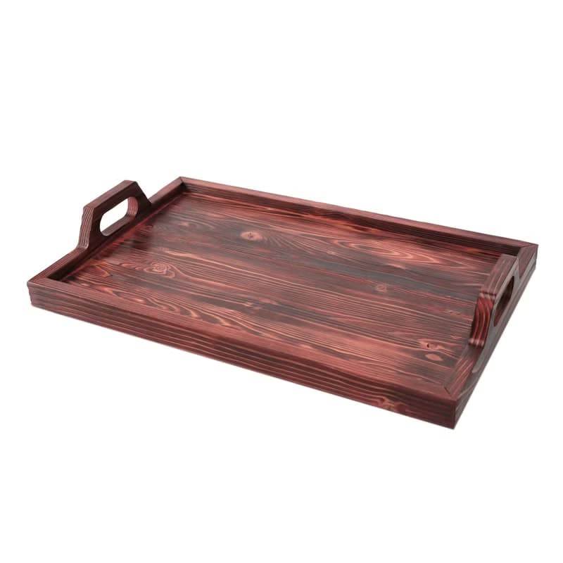 Wood Rustic Serving Tray with Handles for Living, Dining Room, Kitchen, Cabinet