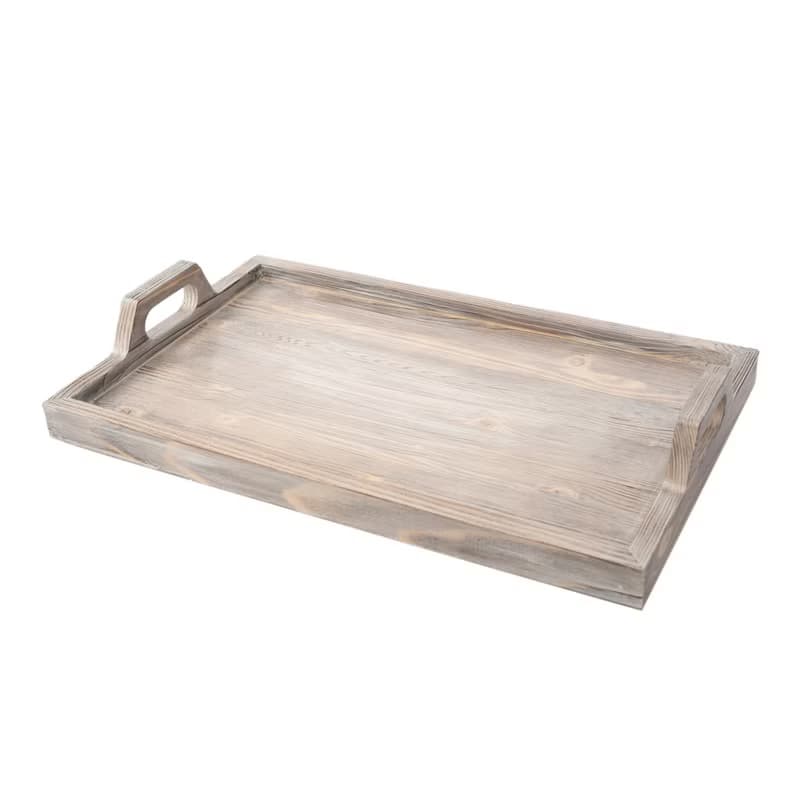 Wood Rustic Serving Tray with Handles for Living, Dining Room, Kitchen, Cabinet