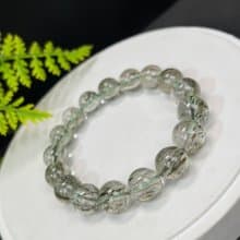 天然綠色碧璽髪晶手串12.5mm冰透綠色髪絲水晶男女正財能量凈化