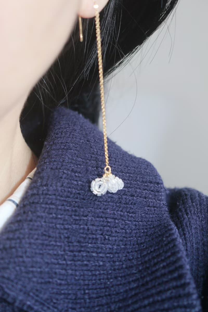 耳環 純銀鍍金耳針 日本樹脂珠  - 幸運 -