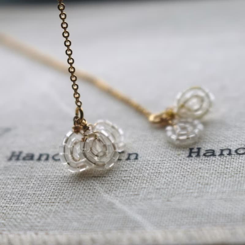 耳環 純銀鍍金耳針 日本樹脂珠  - 幸運 -