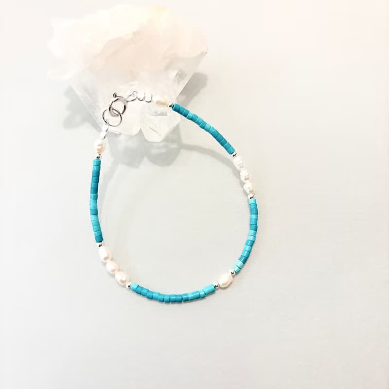 Ops Pearl Turquoise silver bracelet- 珍珠/純銀/綠松石/手鍊