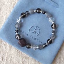 純銀 ∣ 石榴石 黑髮晶 拉長石 天然石手鍊