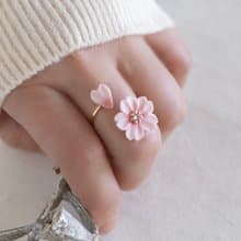 14kgf 包金軟陶櫻花開口戒 / Free Size