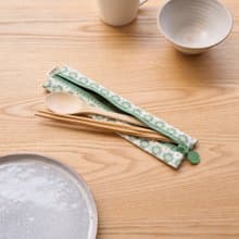 拉鏈餐具袋(含餐具)/老磁磚2號/鼠尾草綠