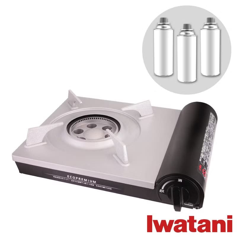 【Iwatani岩谷】豪華省能源內焰卡式爐-日本製-搭贈3入瓦斯罐