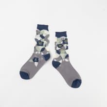 One Shoe x Yu Square 聯名透膚襪-和風山茶花(藍色) 襪子 透明襪