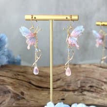 【粉藍蝴蝶耳環】蝴蝶耳環   手工  耳環/耳夾