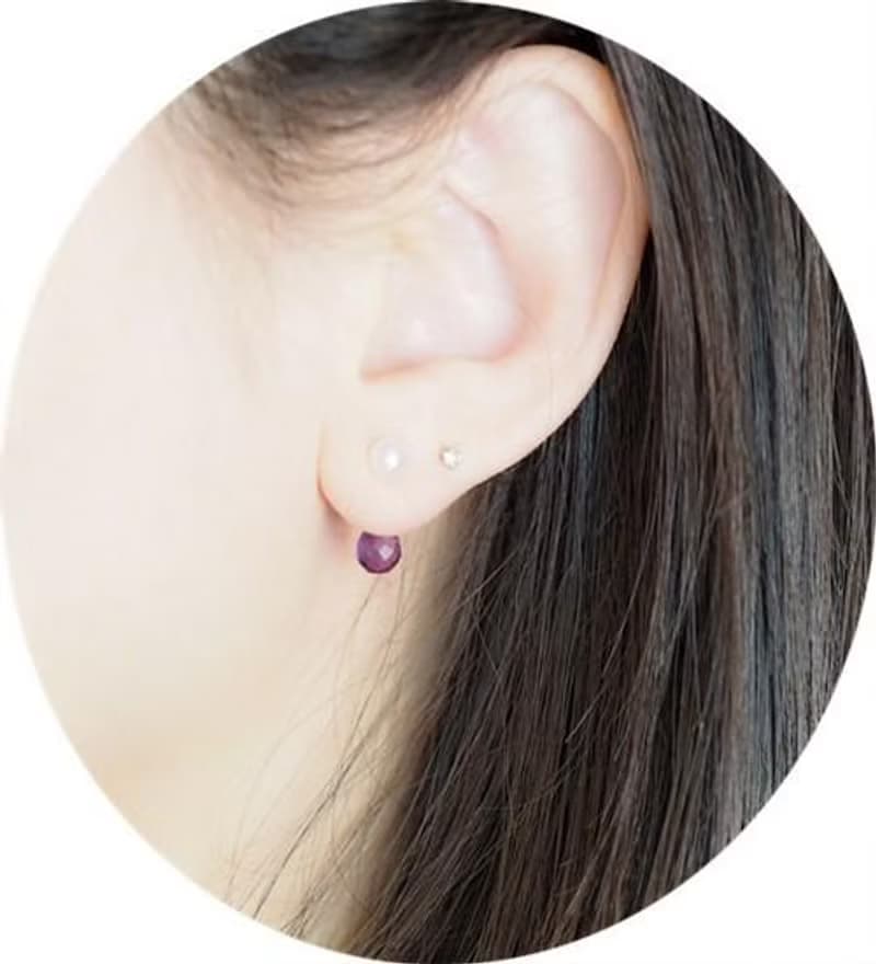 14KGF  パールとアメジスト 2WAY ピアス　スタッドピアス 2月誕生石