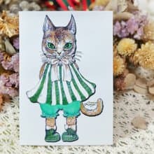 克萊兒─手繪日製動物療癒防水貼紙/小卡片/行李箱/筆電