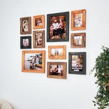 Wall mounted wooden picture frame set Home decor gallery Different size frames
