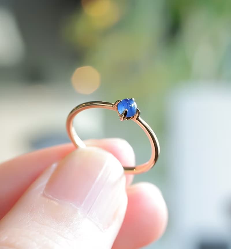 サファイア K10ピンキーリング カボションカット ~MUOT~ 9月誕生石【受注生産】