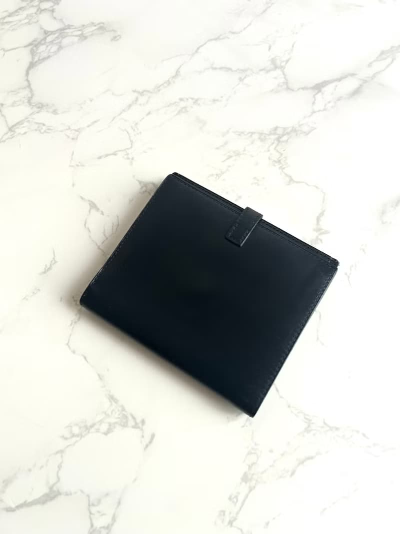 中古二手Hermes Saumur Diane復古黑色金扣皮革古董短夾錢包卡包