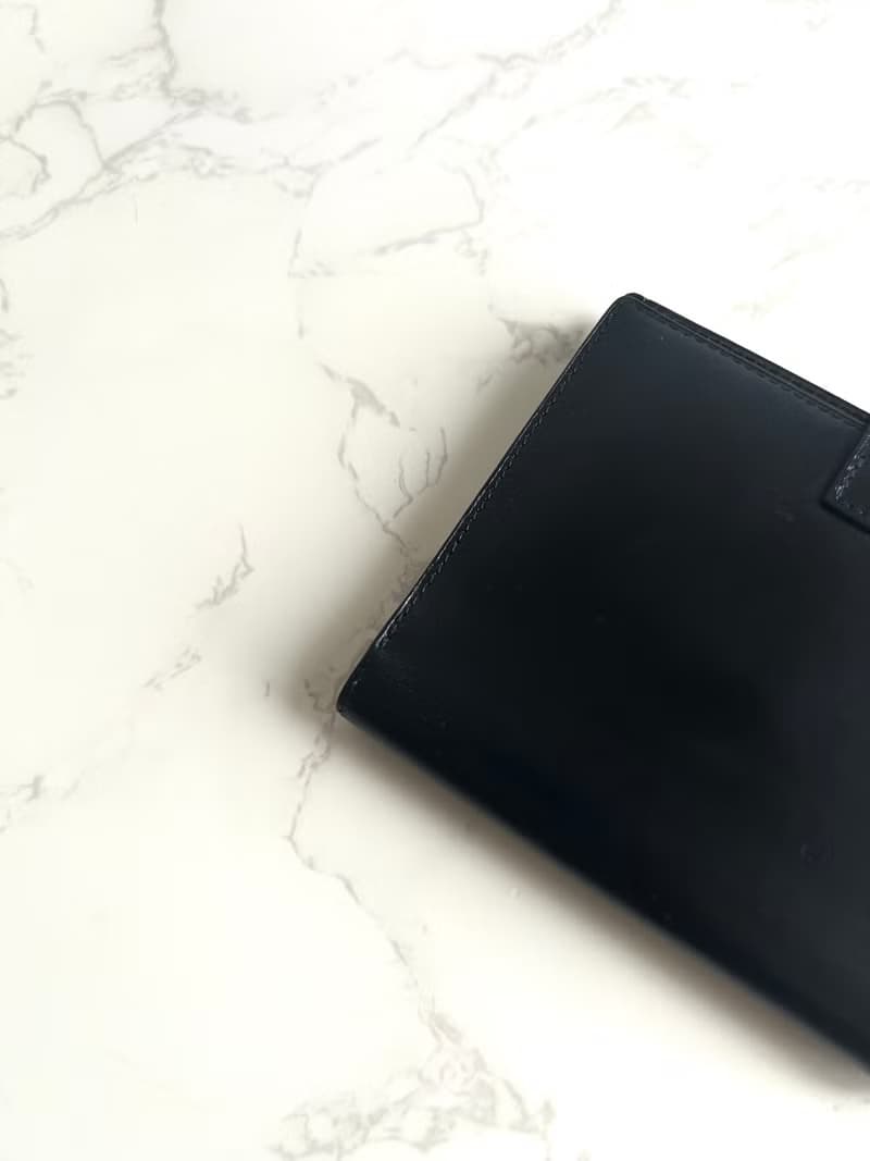 中古二手Hermes Saumur Diane復古黑色金扣皮革古董短夾錢包卡包