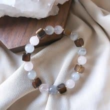 灰月光/咖啡瑪瑙/粉水晶-秋日圓舞曲內心喜悅