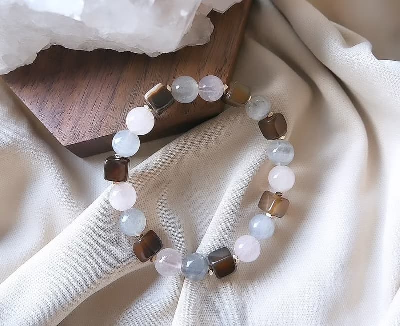 灰月光/咖啡瑪瑙/粉水晶-秋日圓舞曲內心喜悅