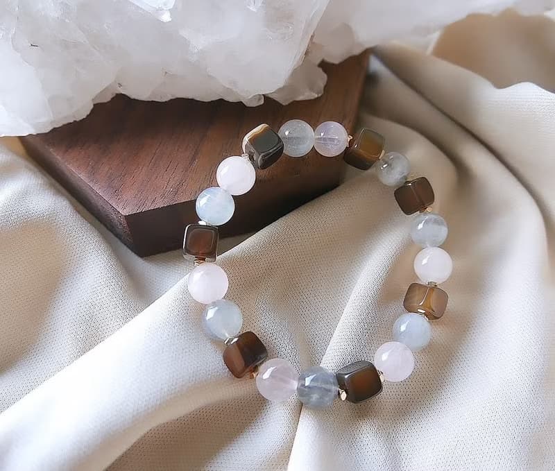 灰月光/咖啡瑪瑙/粉水晶-秋日圓舞曲內心喜悅