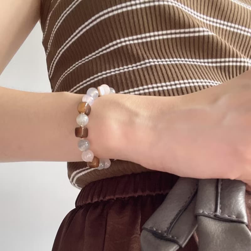 灰月光/咖啡瑪瑙/粉水晶-秋日圓舞曲內心喜悅