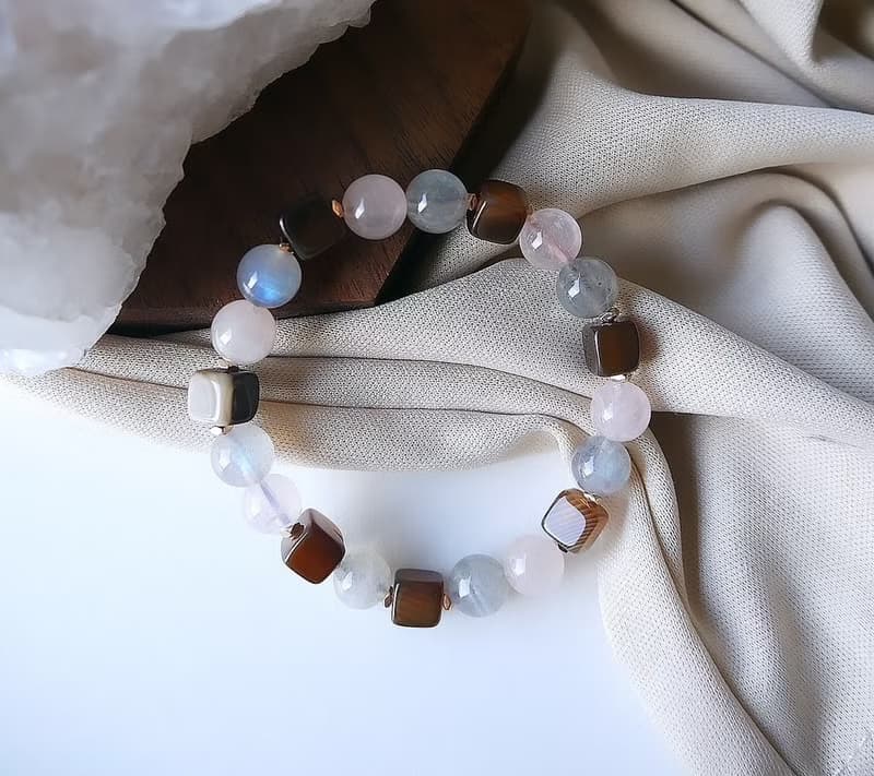 灰月光/咖啡瑪瑙/粉水晶-秋日圓舞曲內心喜悅