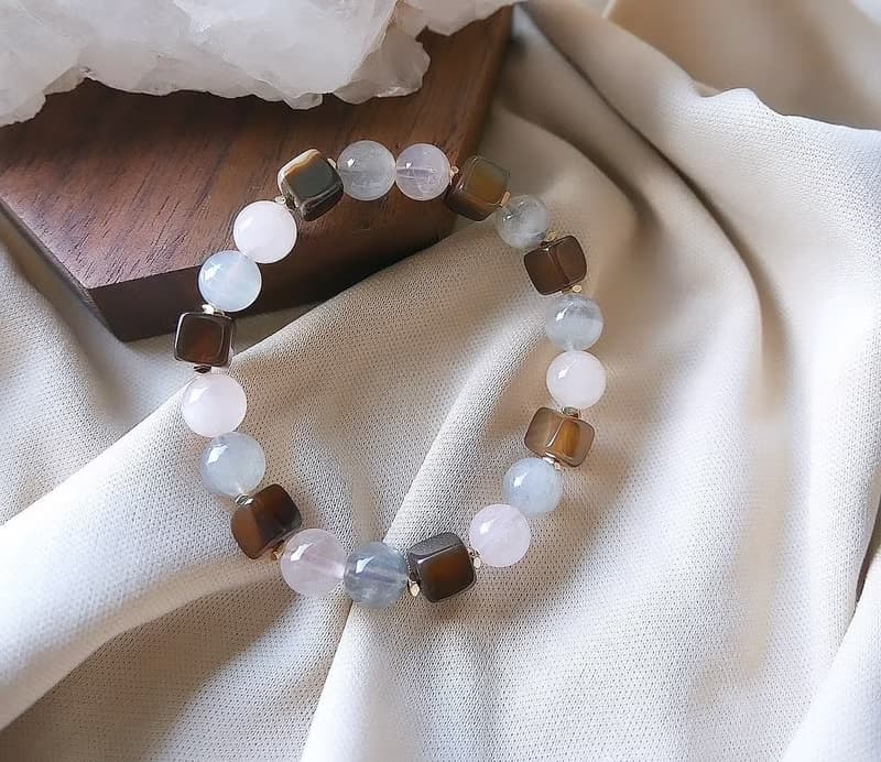 灰月光/咖啡瑪瑙/粉水晶-秋日圓舞曲內心喜悅