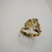 【銀杏系列】銀杏戒指--銀杏的眼淚  開口戒  黃銅&銀珠  手作