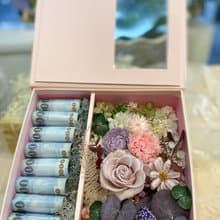 母親節永生花禮盒  有錢花 金沙巧克力 永生玫瑰  情人節 生日禮