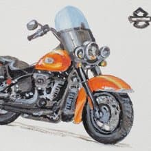 Harley Davidson Postcard Original Art Motorbike 2023 Heritage Classic Painting