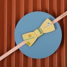 NoMatch不合設計牛皮手工姜黃幾何格紋可調節復古領結bowtie