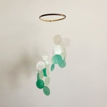 PRE-MADE | Italian Xylophone_Green Circle | Shell Wind Chime Mobile | #0-329