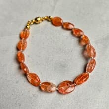 【Japan Handmade】サンストーン天然石ブレスレット　医療用ステンレス　マグネット式　高品質