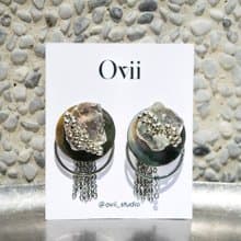 海之韻・天然白水晶 X 黑貝可拆式兩用耳環 手作設計