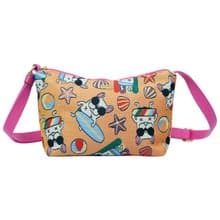 元寶斜背包 防潑水 平織緹花 法鬥夏日趣(亮橘)