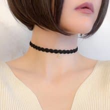 【まもなく販売終了】ヘスティアの光/黒ブレードリボンとキュービックジルコニアのシンプルチョーカー　SV654