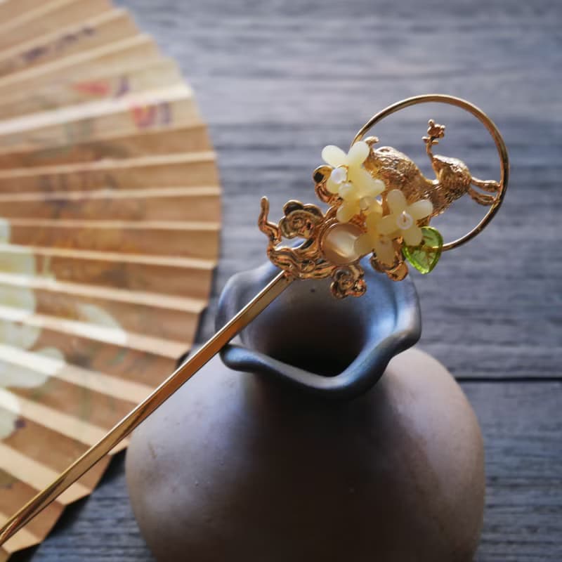 【墨徽閣】月圓。花香髮簪