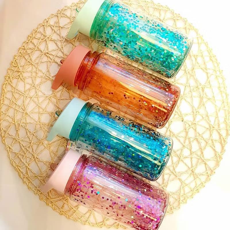 荷蘭Petit Monkey ─ 兒童水杯300(ml)-粉藍閃亮亮  杯子