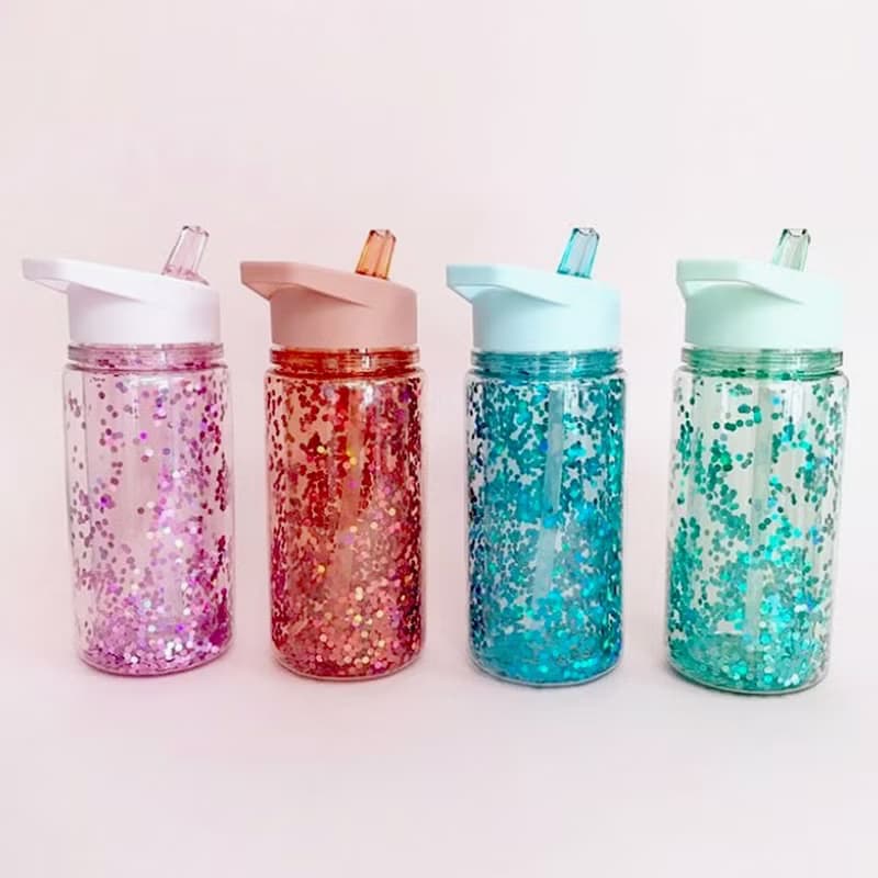 荷蘭Petit Monkey ─ 兒童水杯300(ml)-粉藍閃亮亮  杯子