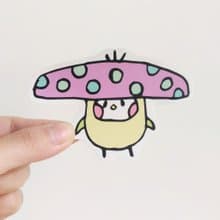 紫色 菇菇 布籽 插畫貼紙 3件組