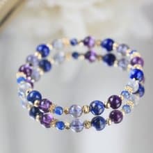 堇青石 青金石 紫水晶 拉長石 水晶手鏈 招財 智慧考試 紓壓健康