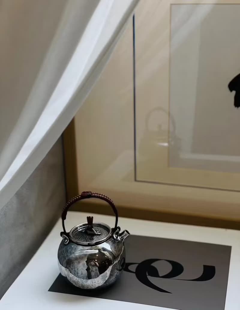 尚幀品 提梁蘋果形急須 純銀小提梁 銀壺泡茶壺 280cc