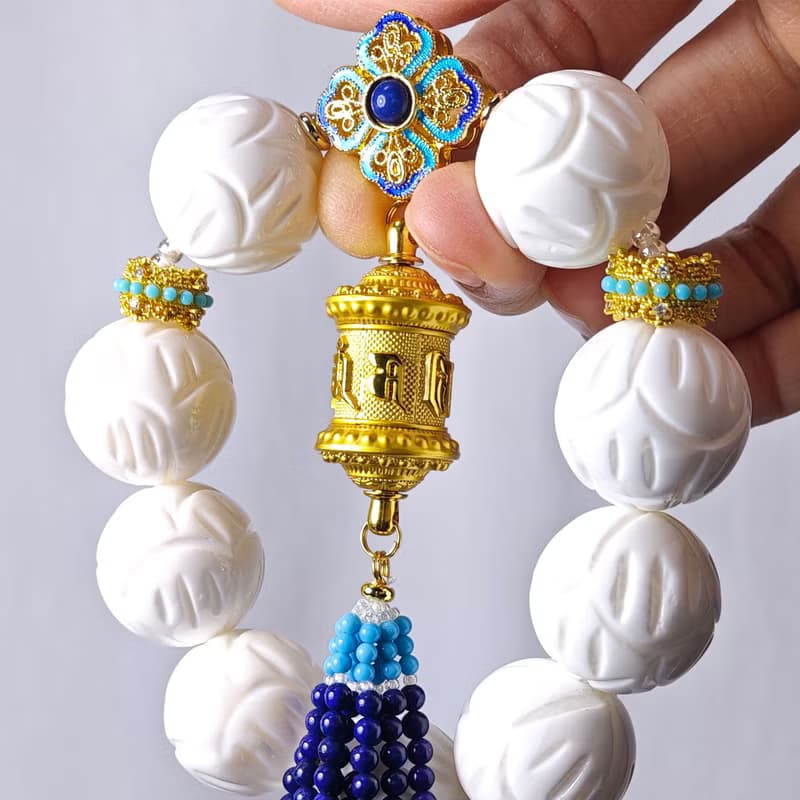 頂級硨磲 蓮 青金石 六字真言 轉經輪 手鍊 單品 禮物 收藏 獨家