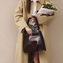 韓國製 MUR Att 手袋/單肩包/手提袋 (Crinkle Dark Brown)