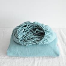Sea glass linen fitted sheet / Softened linen bed sheet / Deep pocket